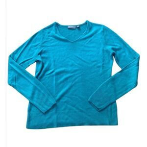 Turquoise V-Neck Sweater Croft & Barrow Women's Medium SUPER SOFT 90s Y2K